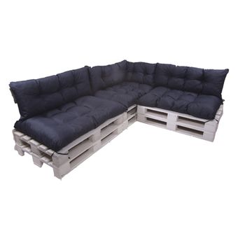 Set De 7 Cojines Para Palets, 3 X Asiento 120x60 Y Respaldo 120x40cm Azul Oscuro, Sofá De Jardín / Cojín Palet Interior/exterior, Setgarden