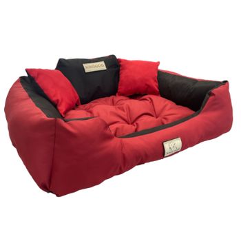 Cama Grande Para Perros Y Gatos 75 X 65 Rojo - Kingdog Talla M