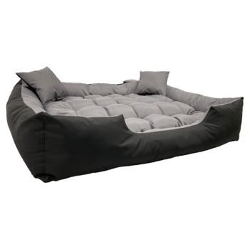 Ecco Cama Para Perros Y Gatos Con Cojín Cama Impermeable De Nylon Para Perros Cama Para Mascotas Material Impermeable Lavable (tamaño Interior: 60x50 / Tamaño Exterior: 75x65cm, Gris/negro)