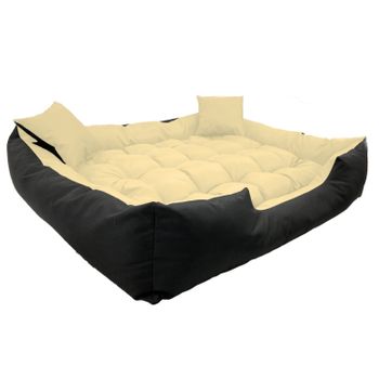 Ecco Cama Para Perro Y Gato Con Cojín Talla S Beige & Negro Impermeable Nylon Mascota Lavable Material Impermeable Tamaño Interior: 60x50 / Tamaño Exterior: 75x65cm