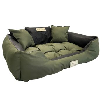 Kingdog Cama Para Perros Y Gatos Con Dos Cojines Cojín Para Perros Cesta Para Mascotas Material Pvc Impermeable Lavable (xxl 130 X 105cm, Verde)