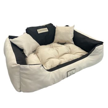 Kingdog Cama Para Perros Y Gatos Con Dos Cojines Cojín Para Perros Cesta Para Mascotas Material Pvc Impermeable Lavable (3xl 145x115cm, Beige)