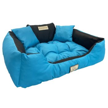 Kingdog Cama Para Perros Y Gatos Con Dos Cojines Cojín Para Perros Cesta Para Mascotas Material Pvc Impermeable Lavable (3xl 145x115cm, Azul)