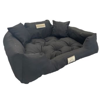 Kingdog Cama Para Perros Y Gatos Con Dos Cojines Cojín Para Perros Cesta Para Mascotas Material Pvc Impermeable Lavable (xxl 130 X 105cm, Negro)