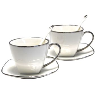 Juego De Tazas De Café Vivalto Metal Cristal (100 Ml) (3 Piezas