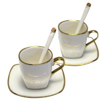 Juego De Tazas Espresso De Porcelana Con Platos Queen Isabell