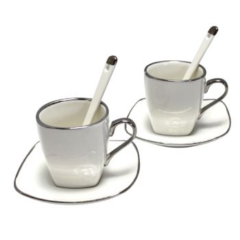 Juego Tazas Para Café Porcelana Mr. & Mrs. 500 ml