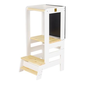 Torre De Aprendizaje Montessori Robincool Evolutive Ii Blanca 43x40x86cm  Barra De Seguridad, Pizarra Y Convertible En Pupitre con Ofertas en  Carrefour