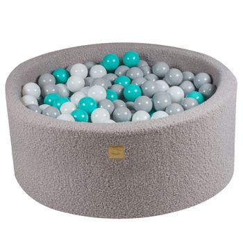 Meowbaby Piscina De Bolas, Round Seca Para Niños, Boucle, Gris : Blanco/turquesa, 300 Pcs, 90x40cm