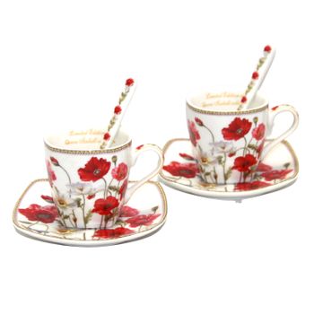 Juego De Tazas Espresso De Porcelana Con Platos Queen Isabell