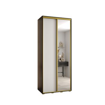 Armario Corredero Davos 3 120x235x45 Negro/blanco/dorado