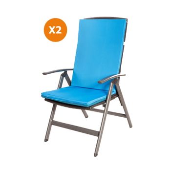 Cojín Para Silla 2 Ud| Cojín 110x47x4cm Azul| Cojín Para Silla De Exterior| Cojín De Asiento Con Respaldo Alto