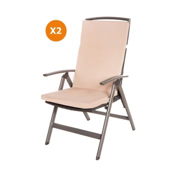 Cojín Para Silla 2 Ud| Cojín 110x47x4cm Beige| Cojín Para Silla De Exterior| Cojín De Asiento Con Respaldo Alto