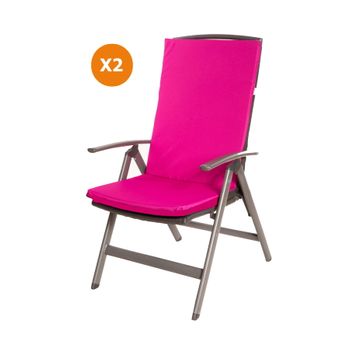 Cojín Para Silla 2 Ud| Cojín 110x47x4cm Rosa| Cojín Para Silla De Exterior| Cojín De Asiento Con Respaldo Alto