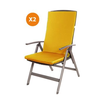 Cojín Para Silla 2 Ud| Cojín 110x47x4cm Naranja| Cojín Para Silla De Exterior| Cojín De Asiento Con Respaldo Alto