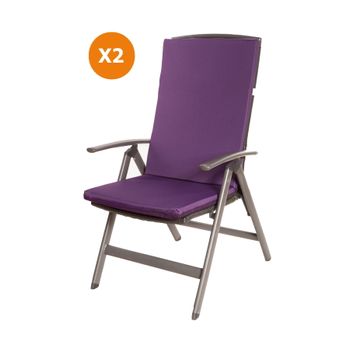 Cojín Para Silla 2 Ud| Cojín 110x47x4cm Violeta Oscuro| Cojín Para Silla De Exterior| Cojín De Asiento Con Respaldo Alto