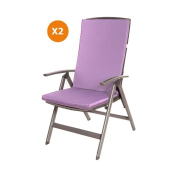 Cojín Para Silla 2 Ud| Cojín 110x47x4cm Violeta Claro| Cojín Para Silla De Exterior| Cojín De Asiento Con Respaldo Alto