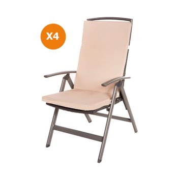 Cojín Para Silla 4 Ud| Cojín 110x47x4cm Beige| Cojín Para Silla De Exterior| Cojín De Asiento Con Respaldo Alto