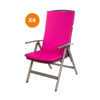 Cojín Para Silla 4 Ud| Cojín 110x47x4cm Rosa| Cojín Para Silla De Exterior| Cojín De Asiento Con Respaldo Alto