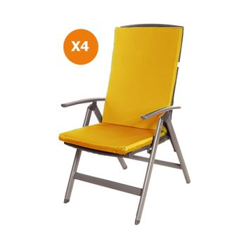 Cojín Para Silla 4 Ud| Cojín 110x47x4cm Naranja| Cojín Para Silla De Exterior| Cojín De Asiento Con Respaldo Alto