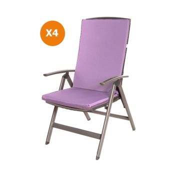 Cojín Para Silla 4 Ud| Cojín 110x47x4cm Violeta Claro| Cojín Para Silla De Exterior| Cojín De Asiento Con Respaldo Alto