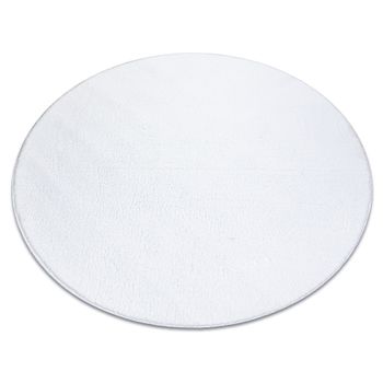 Alfombra De Lavado Moderna Lindo Circulo Blanco, Antideslizante, Pelud Circulo 80 Cm