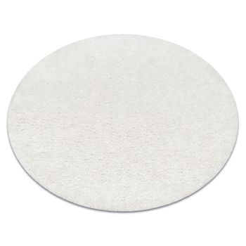 Alfombra Buenos Circulo 7001 Shaggy Liso, De Un Solo Color Blanco Circulo 100 Cm