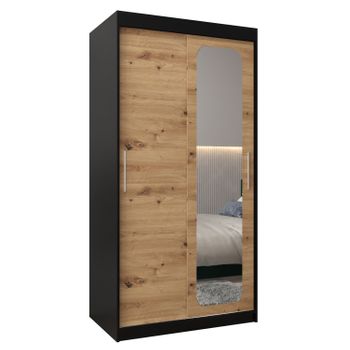 Armario Promo T2 De Puertas Correderas 200/100/62 2 Puertas (negro/artisan)