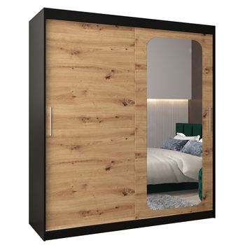 Armario Promo T2 De Puertas Correderas 200/180/62 2 Puertas (negro/artisan)