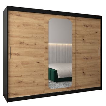 Armario Promo T2 De Puertas Correderas 200/250/62 3 Puertas (negro/artisan)