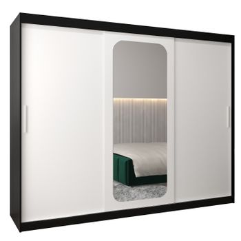 Armario Promo T2 De Puertas Correderas 200/250/62 3 Puertas (negro/blanco)