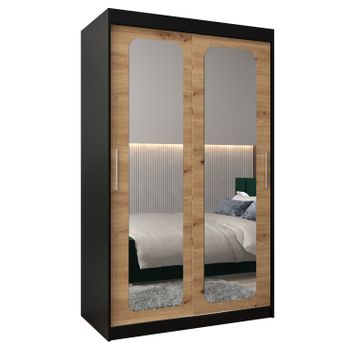 Armario Promo T3 De Puertas Correderas 200/120/62 2 Puertas (negro/artisan)