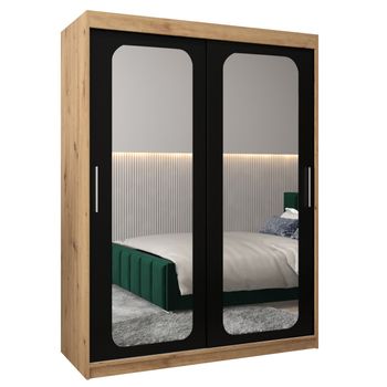 Armario Promo T3 De Puertas Correderas 200/150/62 2 Puertas (artisan/negro)