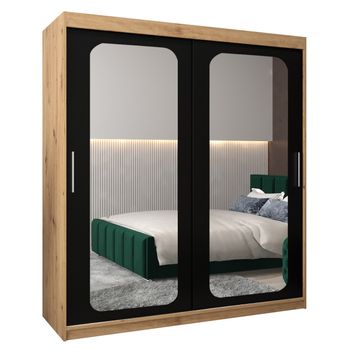 Armario Promo T3 De Puertas Correderas 200/180/62 2 Puertas (artisan/negro)