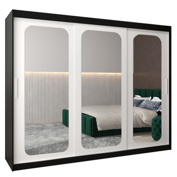 Armario Promo T3 De Puertas Correderas 200/250/62 3 Puertas (negro/blanco)