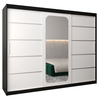 Armario Promo V2 De Puertas Correderas 200/250/62 3 Puertas (negro/blanco)