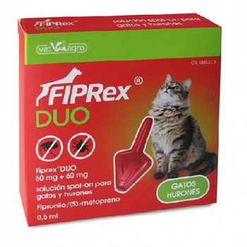 Fiprex Duo Gatos Y Hurones Pipeta Antiparasitaria, Fipronilo 50 Mg (s)-metopreno 60 Mg, 1 Ud