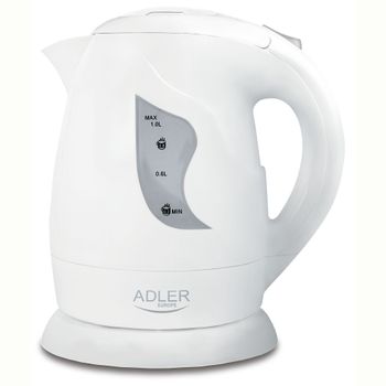 Hervidor agua eléctrico, 1 l, sin bpa, resist adler ad1272 blanco 1600w