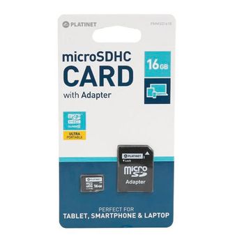 "memoria  Microsdhc Platinet 16 Gb Clase 10  C/adaptador Pmm