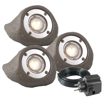 Foco De Luz Led Lapis Gris Poliresina 3 Uds. 3577443 Garden Lights