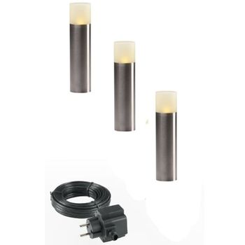 Bolardos De Luz Led 3 Uds Oak Acero Inoxidable 4122603 Garden Lights