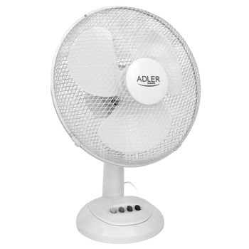 Ventilador Portátil Sobremesa Oscilante 30 Cm, 3 Velocidades, Función Bloqueo Oscilación Blanco 70w Adler Ad7303