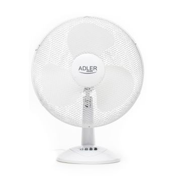 Ventilador Mesa Silencioso, Diámetro Ext. 40cm, 3 Velocidades, Oscilante, Orientación Ajustable Blanco 90w Adler Ad7304