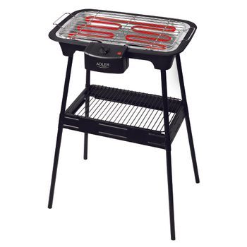 Barbacoa Eléctrica Con Patas, Parrilla Cromada, Ajuste Temperatura, Interior /exterior, Desmontable Negro 2000w Adler Ad 6602