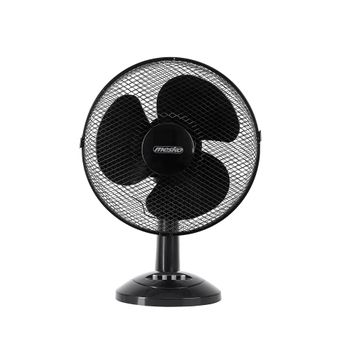 Ventilador Portátil Sobremesa Oscilante 30 Cm, 3 Velocidades, Función Bloqueo Oscilación Negro 70w Mesko Ms 7309