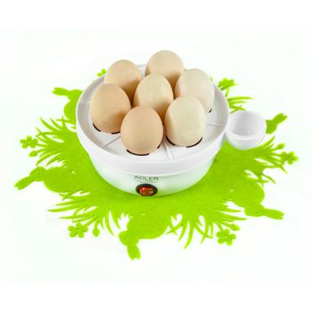 Cuece Huevos Eléctrico, 7huevos Cocidos, Ajuste Electrónico Cocción, Soporte Extraíble, Sin Bpa Blanco 350w Adler Ad 4459