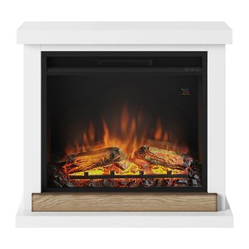 Chimenea Eléctrica Power Flame Con Revestimiento Hagen Blanco