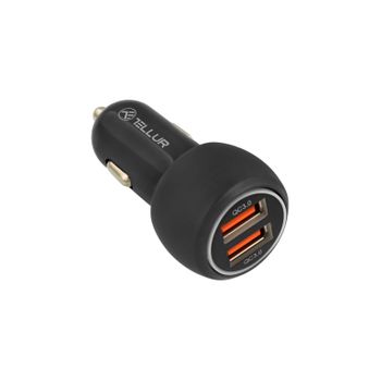 Cargador De Coche Fcc8 Tellur, 6a, 36w (qc 3.0 + Qc 3.0), Negro