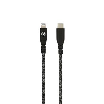 Cable De Datos Tellur, Green, Certificado Apple Mfi, Tipo C A Lightning, 3a, Pd60w, 1m, Nailon, Plástico Reciclado, Negro