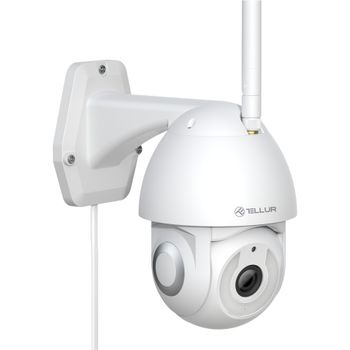 Cámara Exterior Smart Wifi Tellur, 3mp, Ultrahd, Autotracking, Ptz, Blanca